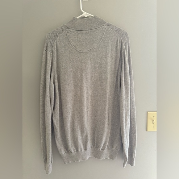 Joesph Abboud Mens 1/4 Zip Sweater SZ LG Grey Cotton Cashmere Textured Diamond - Picture 6 of 9